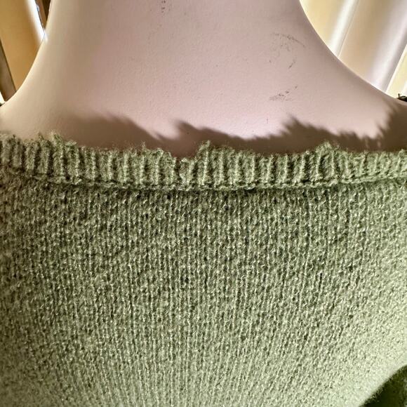NWT Romwe Distressed Light Green Grunge Rib Cage Sweater XL - Picture 3 of 6